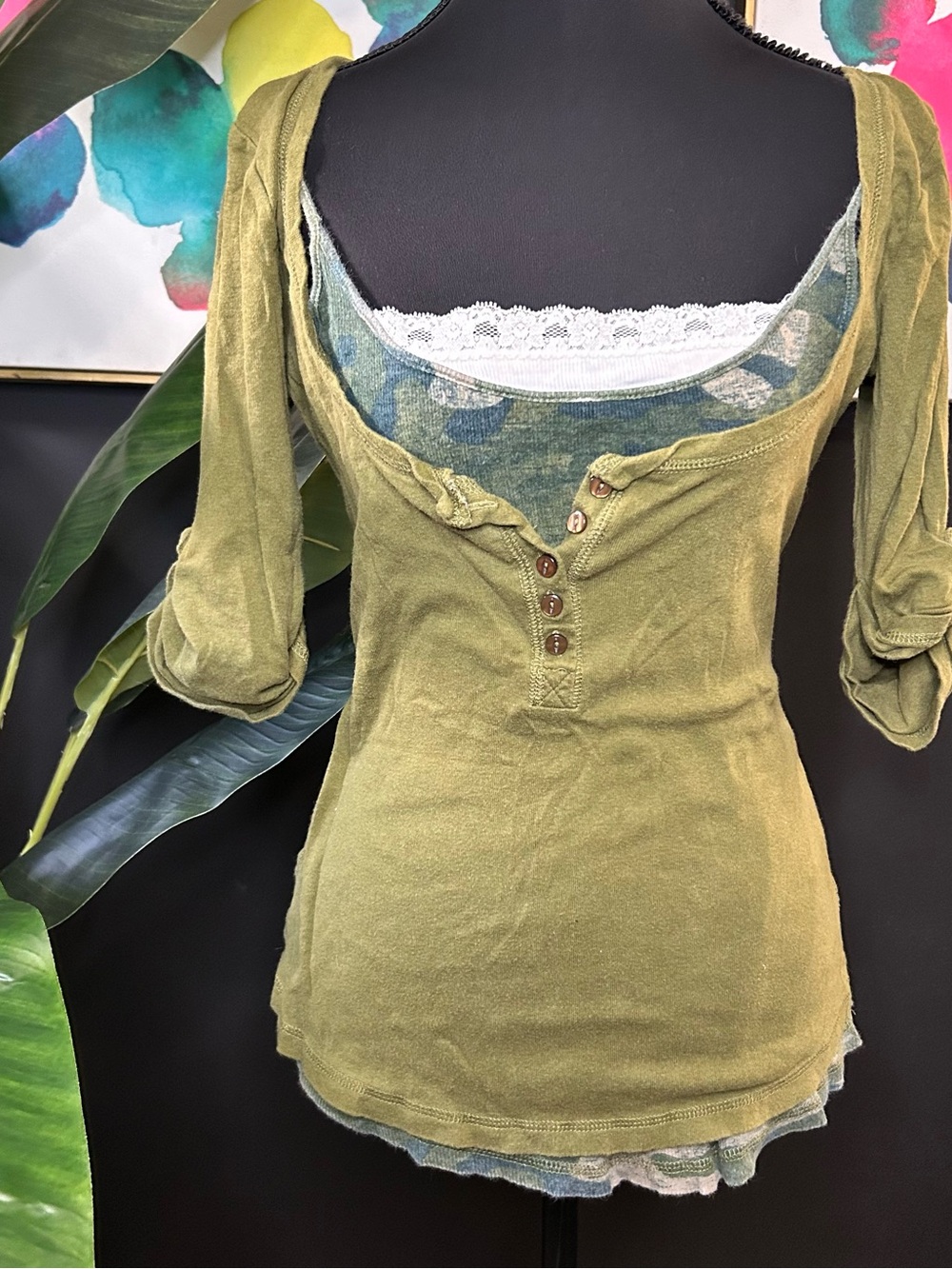 Y2K Energie Grunge Henley Layered Top